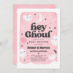 Hey Ghoul Rose Girl Baby shower fantôme Invitation