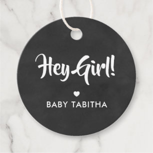 Hey Girl Gift Label, Baby shower Label, Chalkboard Bedankjes Labels