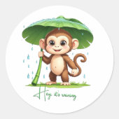 Hey' It's Raining Ronde Sticker (Voorkant)