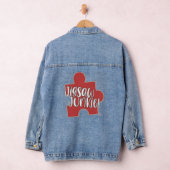 Hey Jigsaw Junkie Puzzle Hobby Logo Fun Art Denim Jacket (Hangar)