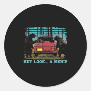 Hey Kijk een menu Funny Beer Camping Retro Vintage Ronde Sticker