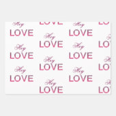 'Hey Love' Wrapping Paper Flat Sheet Set van 3 (Voorkant)