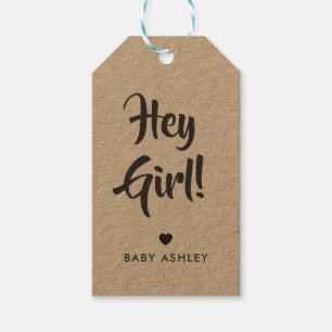 Hey Meisje Gift Label, Baby shower Gift Label, Kra Cadeaulabel