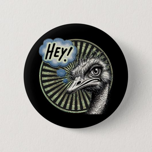 Hey Ostrich Bubble Button (Voorkant)