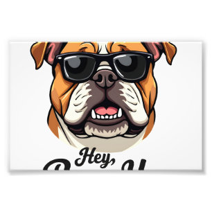 Hey Paws Omhoog Vintage Bulldog met Zonnebril Grap Foto Afdruk