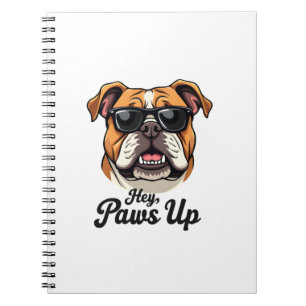 Hey Paws Omhoog Vintage Bulldog met Zonnebril Grap Notitieboek