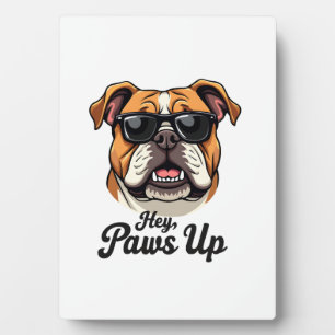 Hey Paws Up Vintage Bulldog met Zonnebril Grappig Fotoplaat