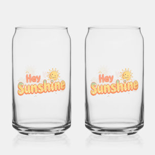 "Hey Sunshine" met glimlachende zon Blikvorm Glas