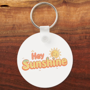 "Hey Sunshine" met glimlachende zon Sleutelhanger