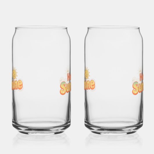 "Hey Sunshine" with Smiling Sun Blikvorm Glas (Rechts)