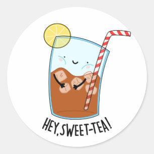 Hey Swee-Tea Funny Sweet Tea Pun Ronde Sticker