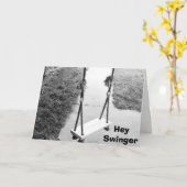 "HEY SWINGER" GRANDE CARTE D'ANNIVERSAIRE (Fleur jaune)