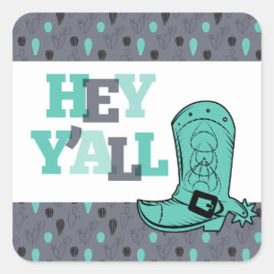 Hey Y'All - Texas Vierkante Sticker