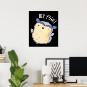 Hey Y'Owl Grappige Uil Pun Dark BG Poster (Thuiskantoor)