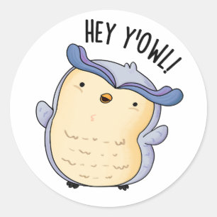 Hey Y'Owl Grappige Uil Pun Ronde Sticker