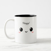 “Heyy!” Cute Face Two-Tone Cofee Mug (Gauche)
