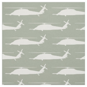 HH-60 Pave Hawk Silhouette White op Sage Fabric Stof