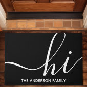 Hi Calligraphy Script Modern Zwart Persoonlijk Deurmat