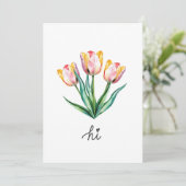 Hi — Carte de voeux pour tulipe d'aquarelle manusc (Debout devant)