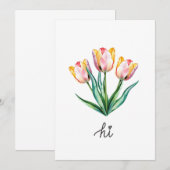 Hi — Carte de voeux pour tulipe d'aquarelle manusc (Devant / Derrière)