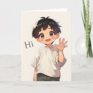 Hi Chibi Boy Anime Feestdagen Kaart