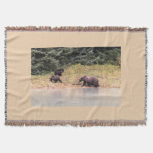 Hi-def Foto van Moeder Grizzly en 2 Cubs Deken