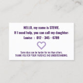 Hi Fibromyalgie Patience PVC Badge Visitekaartje (Achterkant)