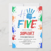 Hi-five High Five 5th Birthday Invitation Kaart (Voorkant)