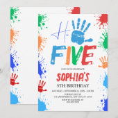 Hi-five High Five 5th Birthday Invitation Kaart (Voorkant / Achterkant)