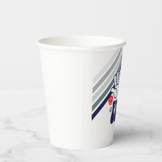 HI FIVE Retro Stripe blue Papieren Bekers (Rechts)