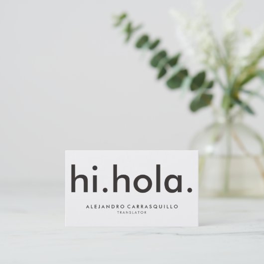 hi hola Bilingual Modern Bold White Visitekaartje (Staand voorkant)