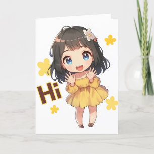 Hi Kaart Anime Girl Chibi Yellow