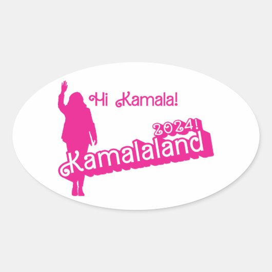 "Hi Kamala" – Ovale Sticker (tagline B) (Voorkant)
