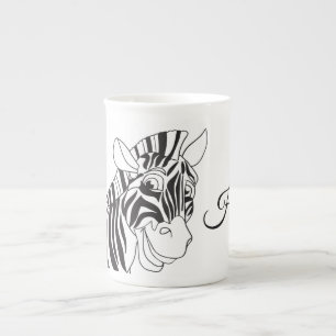 "Hi" Met een liefdevol Zebra-zwart-wit-trendy Porselein Kop