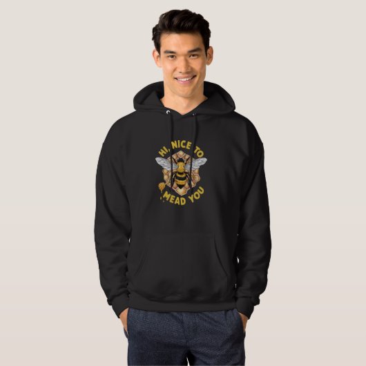 Hi Nice Mead You Pun Funny Medieval Honey Brewe Hoodie (Voorkant volledig)