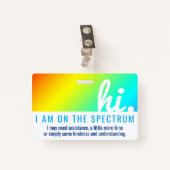 hi ON THE AUTISM SPECTRUM Medical id pvc badge (Devant avec clip)