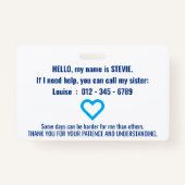 hi ON THE AUTISM SPECTRUM Medical id pvc badge (Dos)