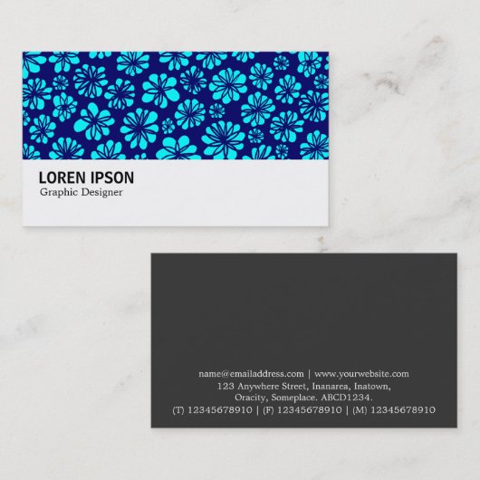 Hi-Phi - 0101 - Shades of Blue Floral Visitekaartje (Voorkant / Achterkant)