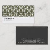 Hi-Phi - 0233 Dark Olive Damask Visitekaartje (Voorkant / Achterkant)