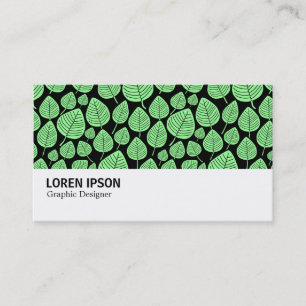 Hi-Phi - 0381 - Bladeren - Mint Green op zwart Visitekaartje