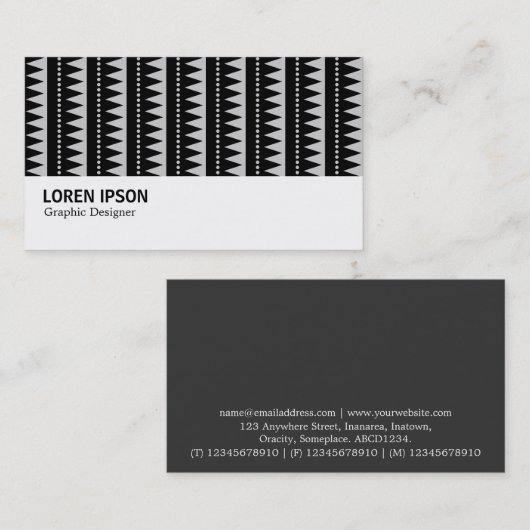 Hi-Phi - 0414 - Aztec Style Pattern - Grijs Visitekaartje (Voorkant / Achterkant)