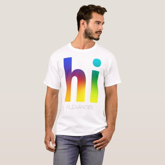 Hi Rainbow Gay LGBT Queer Trendy Name Persoonlijk T-shirt (Voorkant volledig)