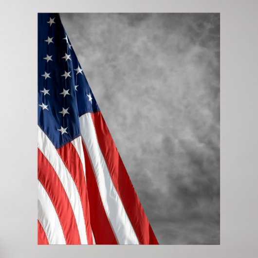 Hi Res COMPACT FOTO BACKDROP - US Flag Grey Poster (Voorkant)