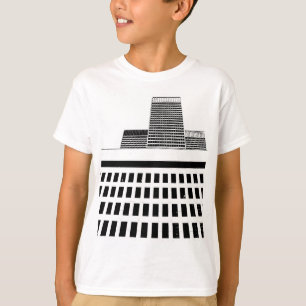 Hi-Rise Kantoor Windows Patroon in zwart-wit T-shirt
