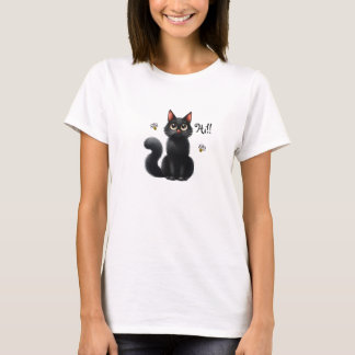 Hi Schattige Zwart Kat T-shirt