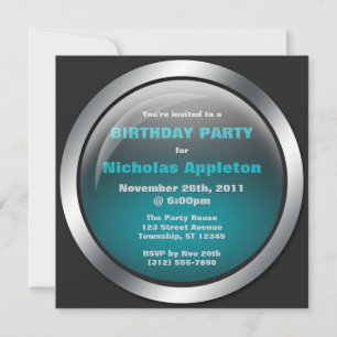 Hi-Tech Sphere Blue Anniversaire Invitations