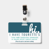 hi tourette syndrome patience pvc badge (Front with Clip)