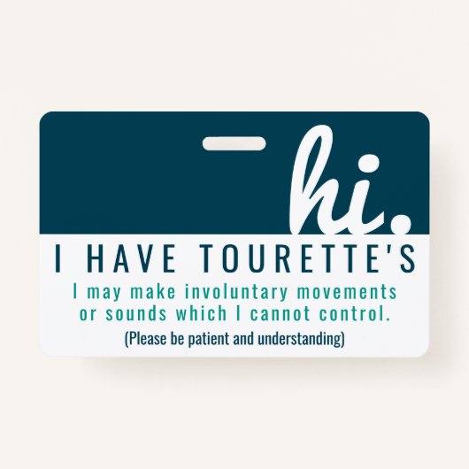 hi tourette syndrome patience pvc badge (Devant)
