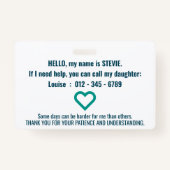 hi tourette syndrome patience pvc badge (Dos)