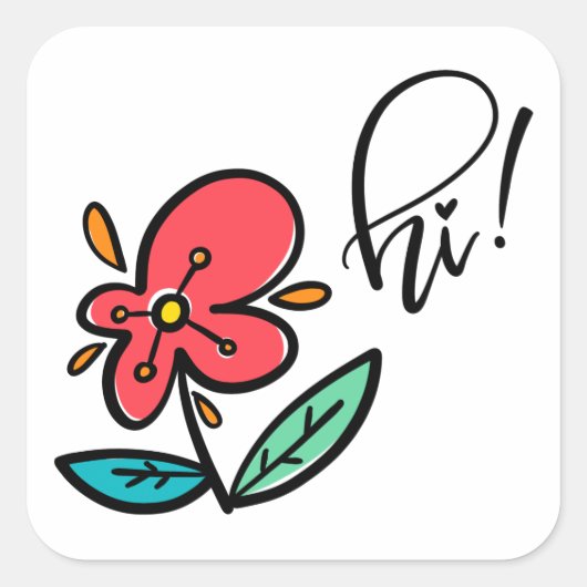 Hi Vierkante Sticker (Voorkant)